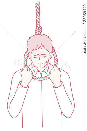 A Conceptual Illustration Depicting Despair Alongside the Struggles of Mental Health Issues 128689946