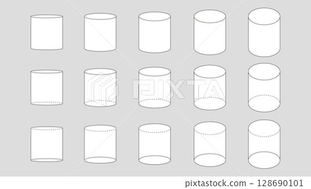 一組不同角度的圓柱體 幾何向量圖解 128690101