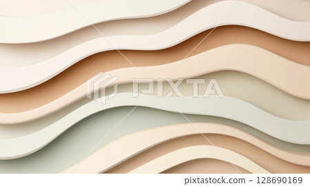 Soft abstract waves in muted pastel colors creating calm and smooth layered pattern Soft abstract waves in muted pastel colors creating calm and smooth layered pattern 128690169