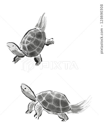 烏龜水墨畫 烏龜水墨畫 128690308