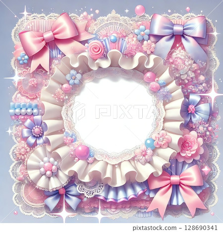 可愛的褶邊框架 128690341