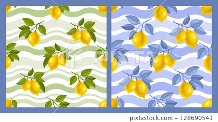 Lemon Seamless Patterns 128690541