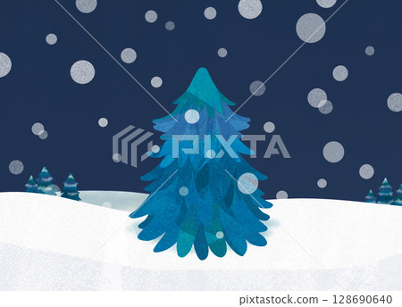 Landscape with fir trees 128690640