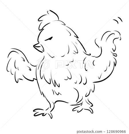 Cartoon chicken saying NO in disdainful look outline illustration 128690966