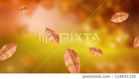 Image of leaves icons over blurred background 128691150