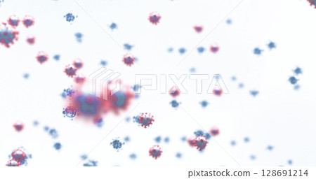 Image of virus cells floating on white background 128691214