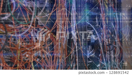 Image of data processing over server room Image of data processing over server room 128691542