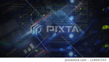 Image of data processing over server room Image of data processing over server room 128691543