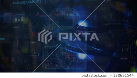 Image of data processing over server room Image of data processing over server room 128691544