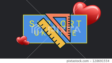Image of school items icons over support ukraine text Image of school items icons over support ukraine text 128691554