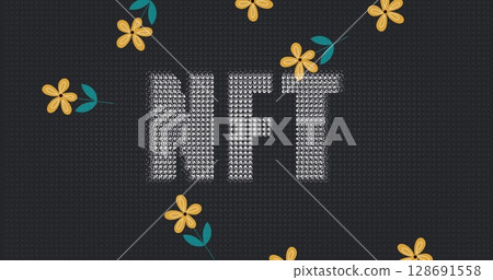 Image of flower icons over nft text Image of flower icons over nft text 128691558