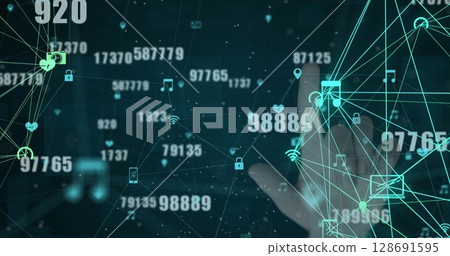 Image of data processing over hand Image of data processing over hand 128691595