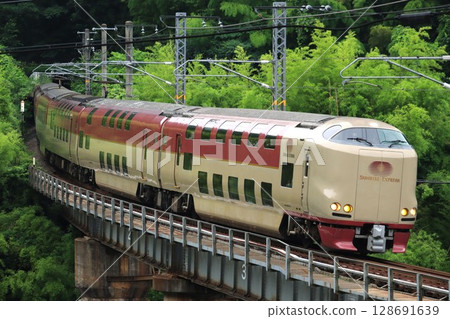 日出出雲臥舖特快列車285系，行駛於山區 128691639
