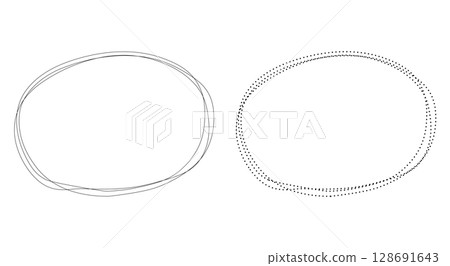 Hand drawn rough overlapping oval frames set 128691643