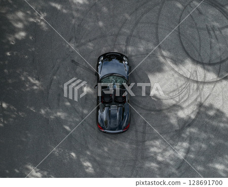 Aerial view of a shiny black convertible Aerial view of a shiny black convertible 128691700