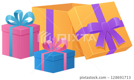 Colorful of birthday gift on white background Colorful of birthday gift on white background 128691713