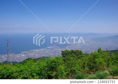 View of Kawanoe and the Shonai Peninsula from Suihamine Observatory in Shikokuchuo City, Ehime Prefecture View of Kawanoe and the Shonai Peninsula from Suihamine Observatory in Shikokuchuo City, Ehime Prefecture 128691733