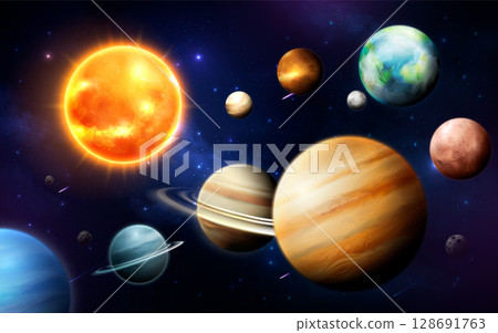 Planetary Alignment in the Solar System Background 128691763