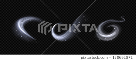 Magic wind snow swirls with sparkling particles 128691871