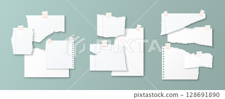 Torn paper realistic scrapbook elements 128691890