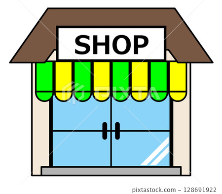 Illustration of a tenant building for a rental store or restaurant in operation Illustration of a tenant building for a rental store or restaurant in operation 128691922