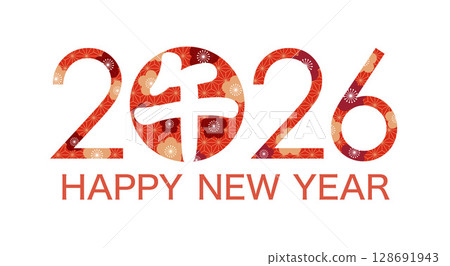 2026 Year of the Horse Japanese pattern symbol logo 2026 Year of the Horse Japanese pattern symbol logo 128691943