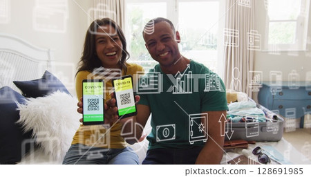 Image of text with globe and network of connections 128691985