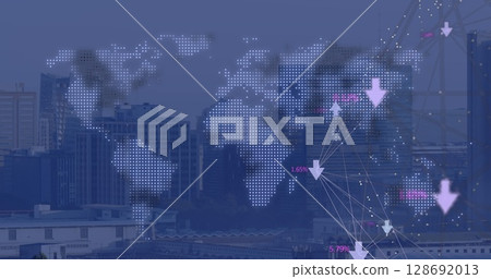 Image of text with globe and network of connections Image of text with globe and network of connections 128692013