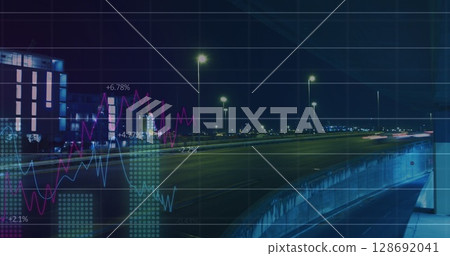 Image of data processing over cityscape 128692041