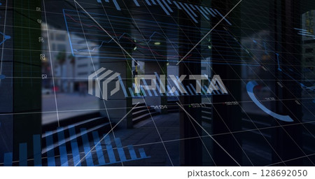 Image of data processing over cityscape 128692050