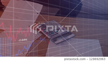 Image of data processing over calculator Image of data processing over calculator 128692063