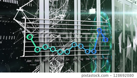 Image of data processing over server room Image of data processing over server room 128692080