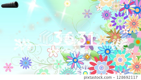 Image of numbers and flowers over white background Image of numbers and flowers over white background 128692117