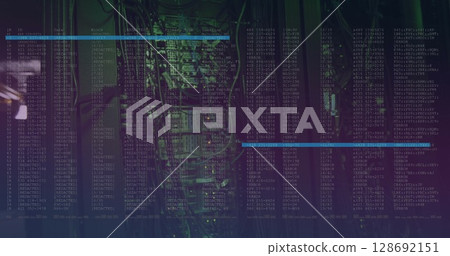 Image of data processing over server room Image of data processing over server room 128692151