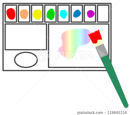 水性和油性顏料繪畫調色盤的插圖 128692216
