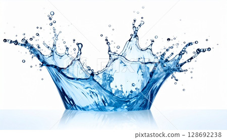Transparent water splashes form circles refreshing water splash art background photo 128692238