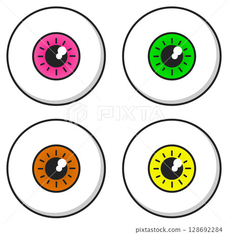 Illustration of white and black eyeballs and eyeballs Illustration of white and black eyeballs and eyeballs 128692284
