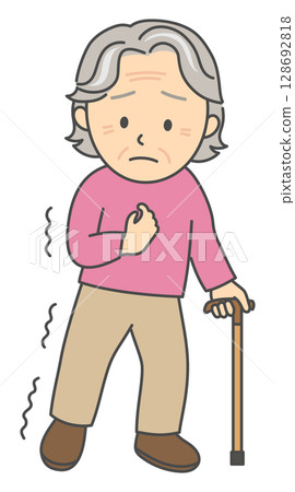 因中風後遺症而偏癱的老年婦女 因中風後遺症而偏癱的老年婦女 128692818