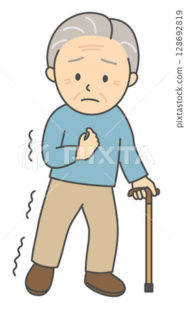 Senior man with hemiplegia due to aftereffects of stroke Senior man with hemiplegia due to aftereffects of stroke 128692819
