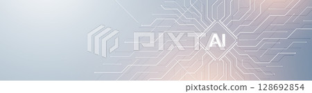 Motherboard technology circuit board texture design. Creative idea AI banner concept for internet technology. Digital motherboard concept for poster, cover, banner, header, web presentation template. Motherboard technology circuit board texture design. Creative idea AI banner concept for internet technology. Digital motherboard concept for poster, cover, banner, header, web presentation template. 128692854