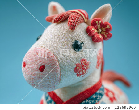 Zodiac decoration to celebrate the New Year, horse figurine AI image 128692969