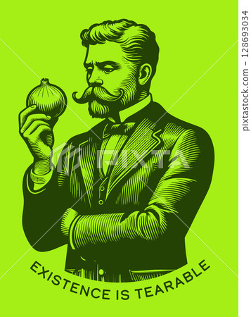 Gentleman Holding Onion t-shirt raster design 128693034
