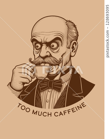 Gentleman Drinking Coffee t-shirt raster design Gentleman Drinking Coffee t-shirt raster design 128693095