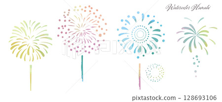 簡單的水彩煙火向量插圖集 128693106