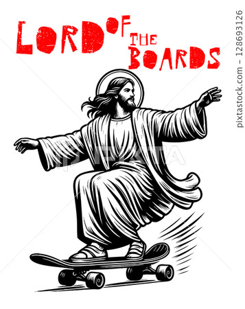 Skateboarding Jesus t-shirt vector design Skateboarding Jesus t-shirt vector design 128693126