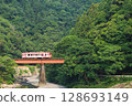 Nishikigawa Railway crossing the bridge 128693149