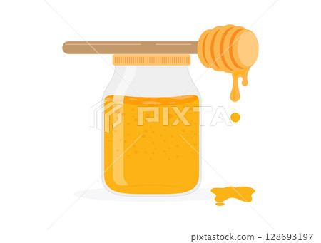 Glass honey jar stock illustration 128693197