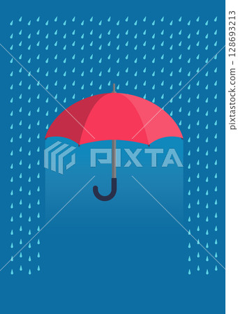Rain or storm protection with water drops background. Vector illustration. stock illustration 128693213