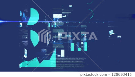 Image of data processing on blue background Image of data processing on blue background 128693415