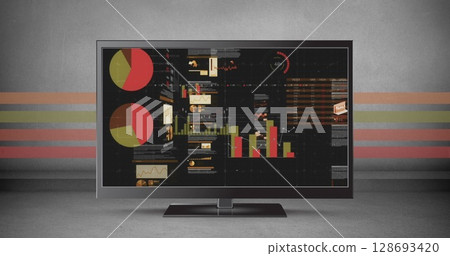 Image of data processing on computer screen 128693420